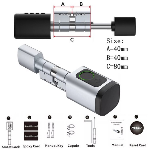 Smart Electronic Door Locking Cylinder Fingerprint card password APP key - Picture 33 of 36