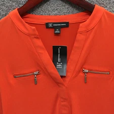 I.N.C. Women's PS Orange Long Sleeve Knit V-neck Pullover (518)