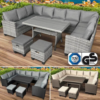 BRAST Poly Rattan Sitzgarnitur Family Gartenmöbel Essgruppe Lounge Sitzgruppe