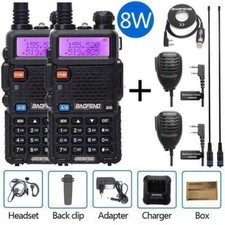 BAOFENG UV-5R TWO WAY RADIO DUAL BAND HAM WALKIE TALKIES 1/4/8W 3800MAH BATTERY