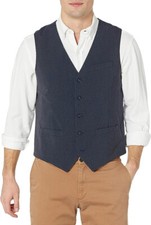 Perry Ellis Men's Slim Fit Stripe Washable Suit Vest, Black, Size M