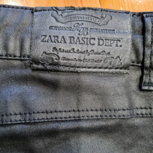 Women's size 40 =12AU 'ZARA' Gorgeous black waxed skinny jeans with zips - EUC - Picture 5 of 6