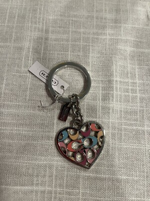 〈レア、ヴィンテージ〉COACH ヴィンテージキーホルダー Vintage Coach Key Chain Heart With Colorful C