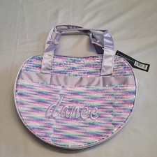 Lavender Sequin Heart Dance Tote Bag  Zippered  Embroidered  Dance  