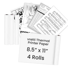 Thermal Printer Paper 8.5 x 11, Quick-Dry Thermal Paper US Letter Size 4 Roll...