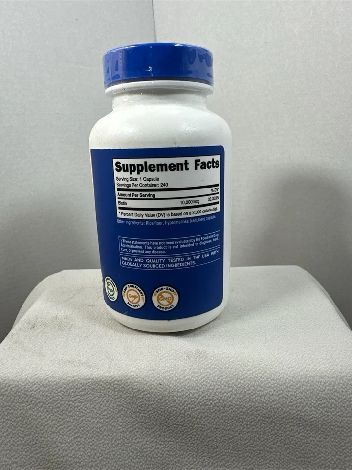 Cápsulas de biotina B7 - 240 sin OGM, sin gluten para una piel hermosa caducidad 27/08 Foto 2 de 4