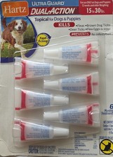Lot Of 6 Hartz Ultra Guard Dual Action Flea  Tick Drops Dogs Puppies 15 -30 lbs