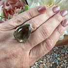 Vintage Sterling Silver 925 Large Pear Cut Smoky Quartz Statement Ring Size 7.25