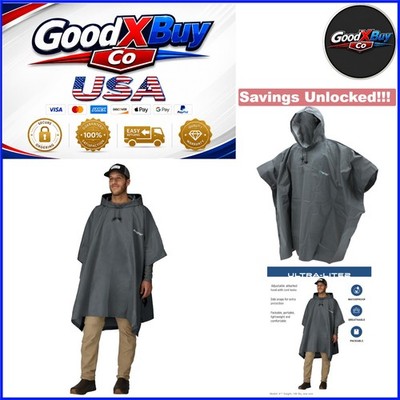 Ultra-Lite2 Waterproof Breathable Rain Poncho Adult Youth Black