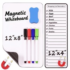 Dual-Sized Magnetic Whiteboard Set for Fridge 4 Markers and Eraser
