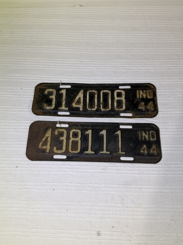 1944 INDIANA LICENSE PLATE   Lot of 2