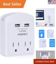 Outlet Extender USB Wall Charger - Multi Plug Wall Outlet Splitter with 2-Out...