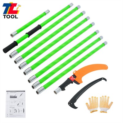 30 Feet Tree Pole Pruner Manual Branch Trimmer With Lightweight 9 Handles Green