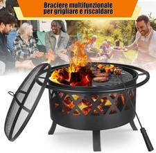Feuerschale mit Funkenschutz GrillØ76 Feuerstelle BBQ Feuerkorb Grillrost Garten