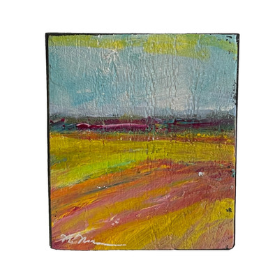 Vibrant Layered Abstract Field Mini Art Block Modern Impressionist Art