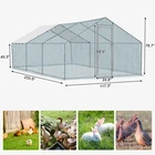 Large Metal Chicken Coop Walk-In Chicken Run 10x20FT Peaked Roof with Cover