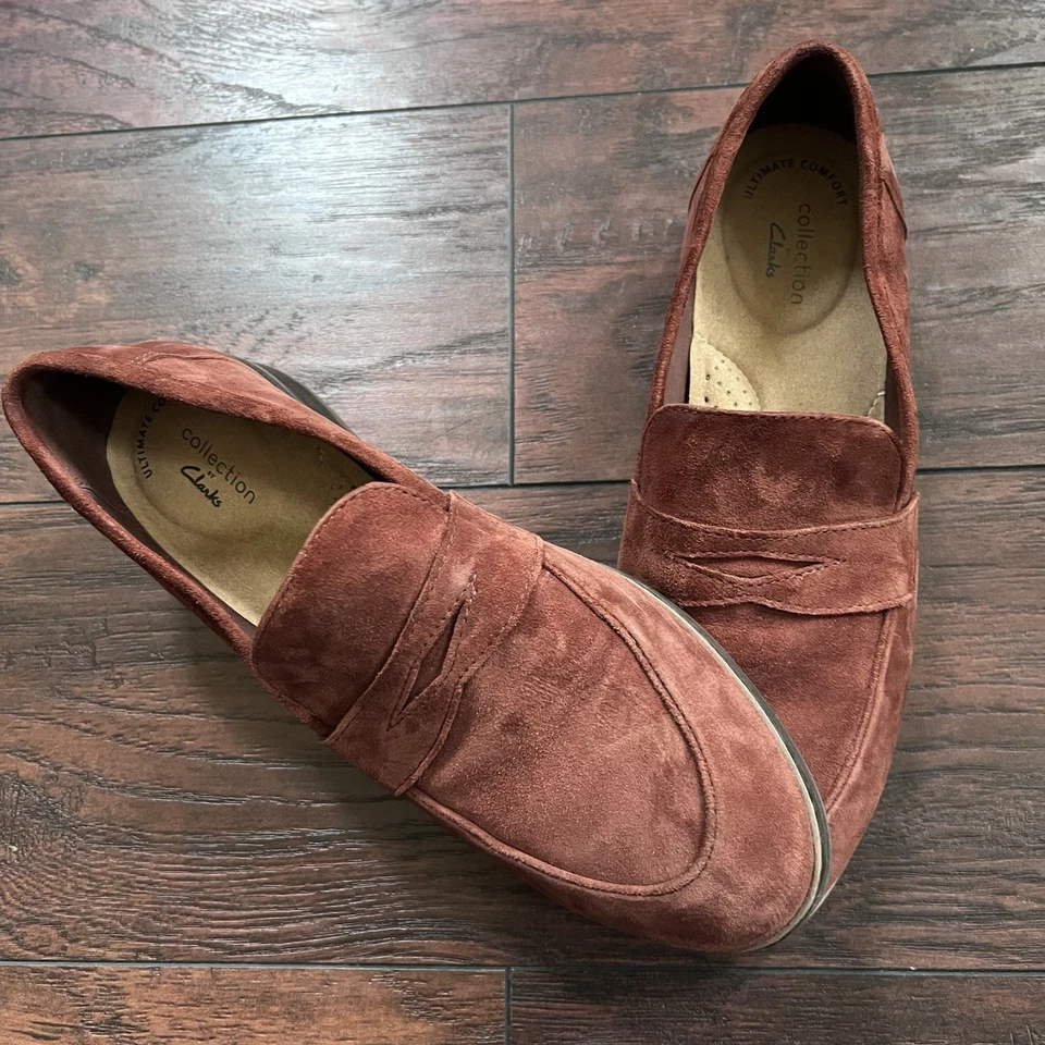 Mocasines Clarks para mujer Trish rosa gamuza centavo caoba talla 9 Foto 2 de 4