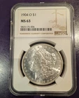 1904-O Morgan Dollar $1 Silver 0.900 NGC MS63 Cert 5825175-006