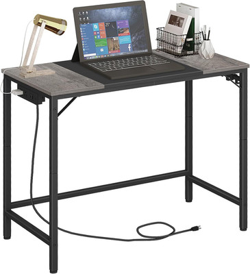 Computer Desk, Home Office Desk with Power Outlet, Modern Study Writing Desk wit