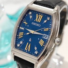 SEIKO LUKIA tonneau shaped blue navy diamond radio solar Lukia wristwatch