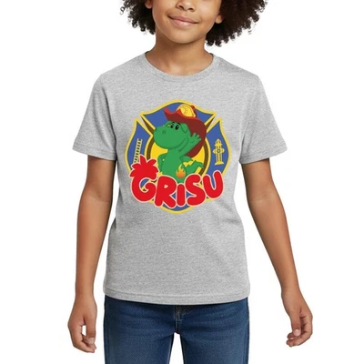 Grisu Der Kleine Drache Als Feuerwehrsymbol Kinder T-Shirt - Bild 1 von 4