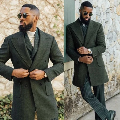 Mode Herren Winter Wollmantel Doppelbrüst sechs Knöpfe Trenchmantel für Business - Bild 1 von 4