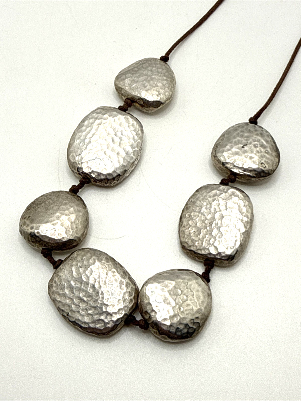 Hammered Silver Plated Bead Statement Necklace St… - image 5