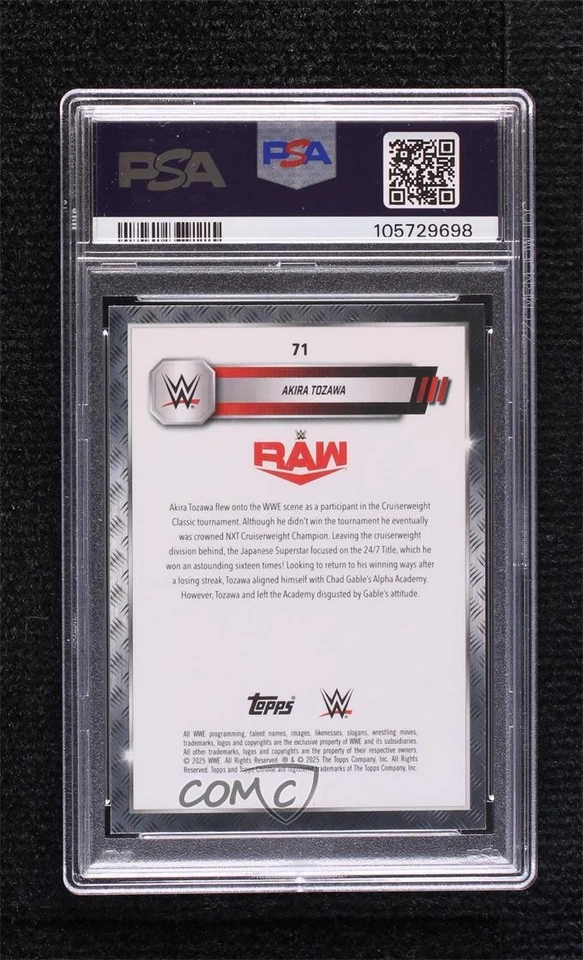 2025 Chrome WWE Neon Green Geometric Refractor /75 Akira Tozawa PSA 10 GEM MT - Image 2 of 2