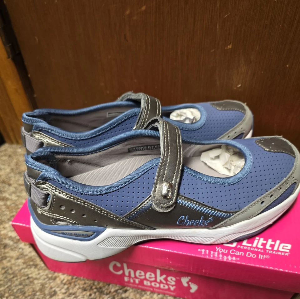 Toni Little Cheek Fit Workout Mary Jane Tennis Shoes Blue Gray  - Image 3 of 4