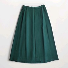 WOMENS VINTAGE 70s DARK GREEN A-LINE SKIRT 28" WAIST SECRETARY PINUP