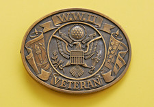 Vintage World War II Veteran Brass Belt Buckle