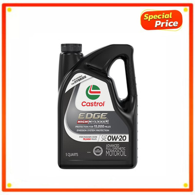 Castrol EDGE High Mileage 0W-20 Advanced Full Synthetic Motor Oil, 5 Quarts, NEW