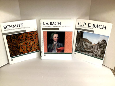 ALFRED PIANO 2 BOOKS & 1 SHEET MUSIC J. A. BACH SCHMITT C. P E. BACH LOT OF 3