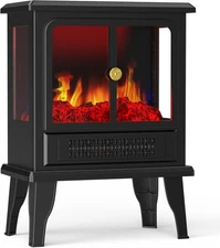 Sweetcrispy 19” Freestanding Electric Fireplace Heater, Indoor Fireplace with 