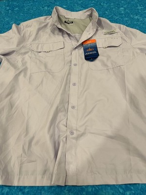 Habit Fishing Shirt Mens 2XL UPF Solar Factor Short Sleeve Purple Has Stain