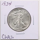 1934 50C Walking Liberty Silver Half Dollar in Choice AU+ Condition #RK159