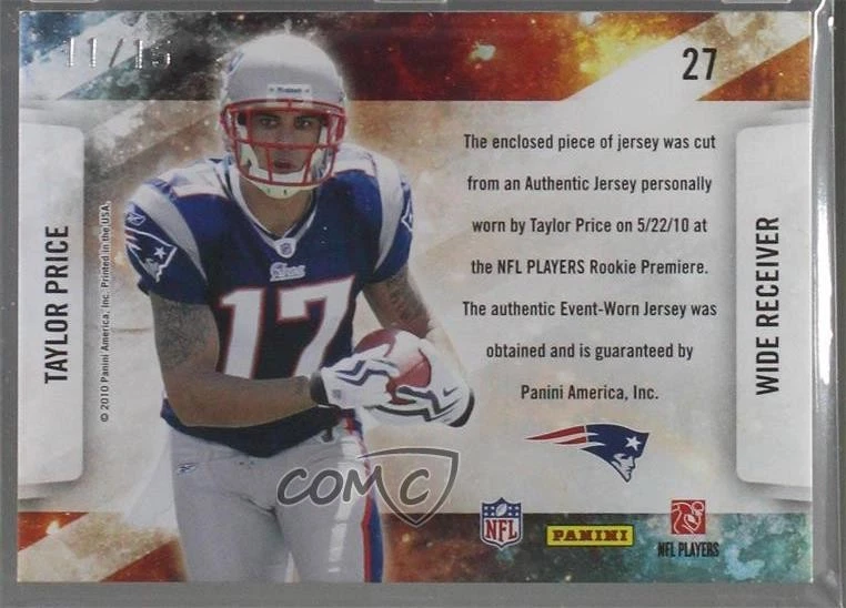 2010 Panini Absolute Memorabilia Star Gazing /15 Taylor Price #27 Rookie RC - Image 2 of 2