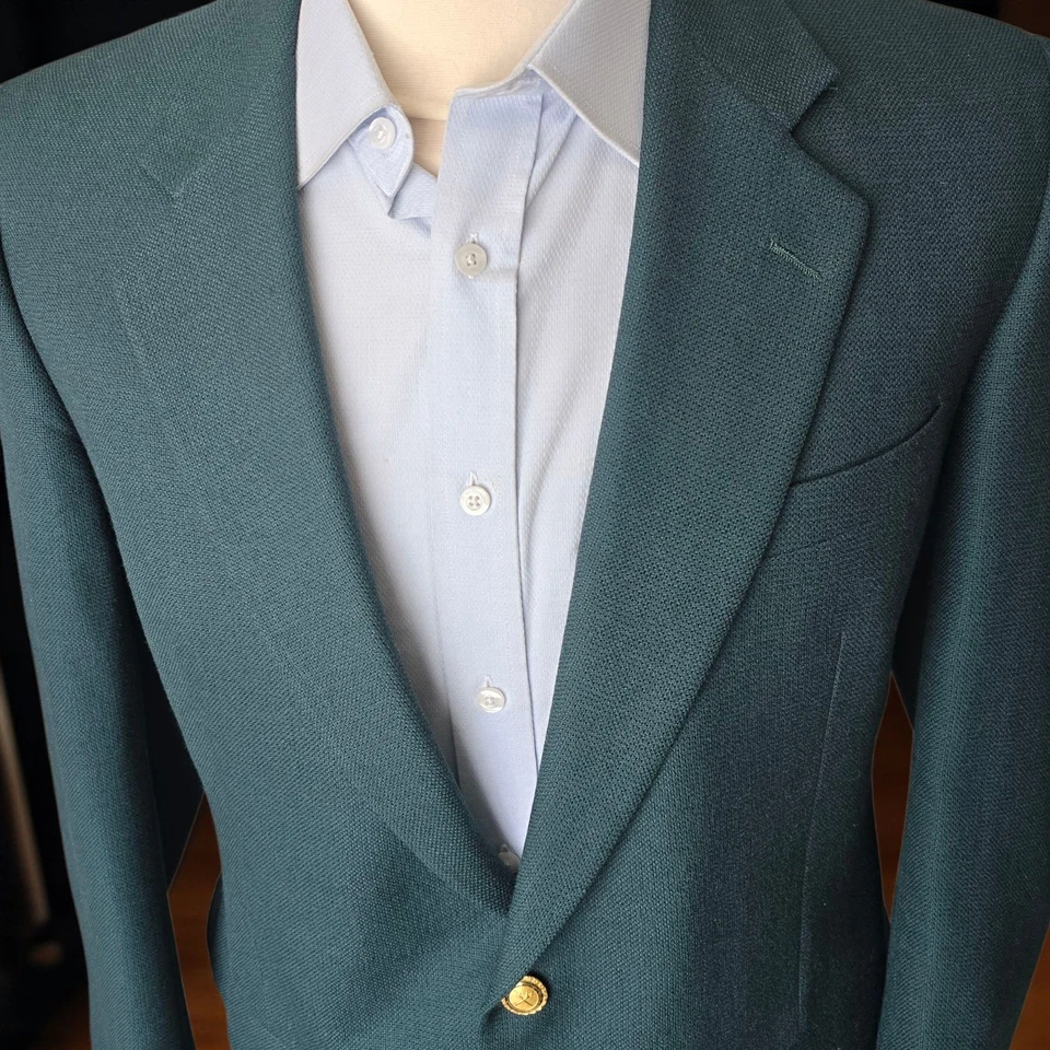 Blazer Hickey Freeman Mohair Lana Verde 42r Botón Dorado Lona Completa Lona Lúpulo Foto 4 de 4