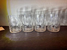 American Brilliant , ABP - FOUR MATCHING TUMBLERS, 1 Signed Clark, Flowers
