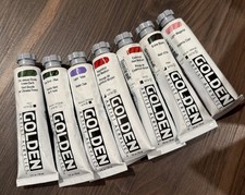 Lot of 7 Tubes - Golden Artist Acrylic Paint - 59 ml 2 oz Variety - New