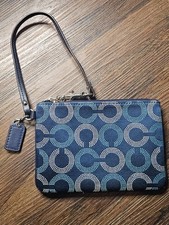 Coach Dot Optic Pattern Wrislet Midnight Blue Background Lt. Blue & Whit...