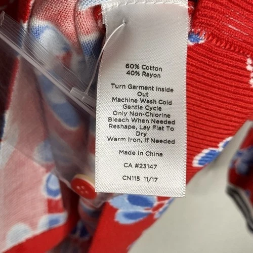 Nuevo con etiquetas Cárdigan Talbots Manga 3/4 Botón Frontal Encantador Mujer Talla XL Rojo Mariposa Foto 3 de 4