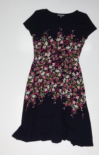 Laura Ashley Damen schwarz Blumen A-Linie Kleid Größe 12