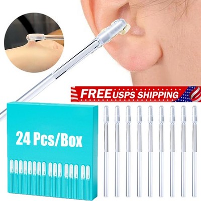48x Sticky Ear Cleaning Stick, Reusable Ear Cleaning Tools with Soft Rubber Head