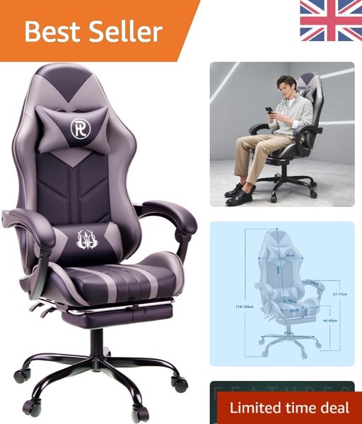 Silla Gaming Reclinable Respaldo Alto con Reposapiés y Soporte Lumbar - Diseño Elegante