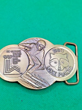 VINTAGE BELT BUCKLE 1980 LAKE PLACID XIII OLYMPIC WINTER GAMES