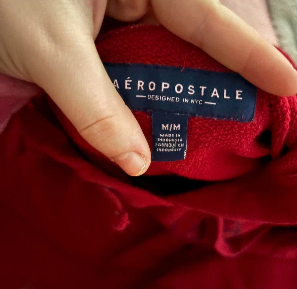 Красная винтажная толстовка с капюшоном Aeropostale Y2K размер средний женская толстовка - Изображение 2 из 2