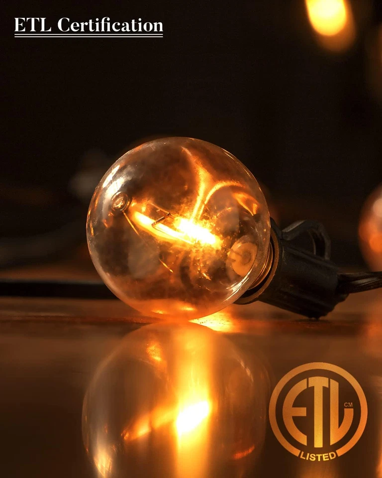 Cadena de luces para exteriores de 200 pies, cadena de luces LED para bistró con irrompible G40 Vint Foto 2 de 4