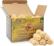 Stanbroil 50 pcs Fire Starters, Natural Charcoal Fire Starters Super Fast Lighti