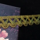 Antique heavy gold bronze high metal content lace trim brocade bullion 1800s BTY